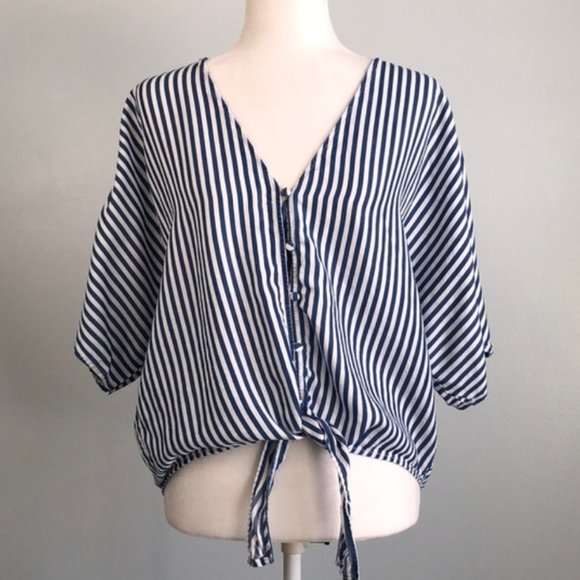 PAIGE Striped Tie Front Baylee Top - Picture 7 of 10